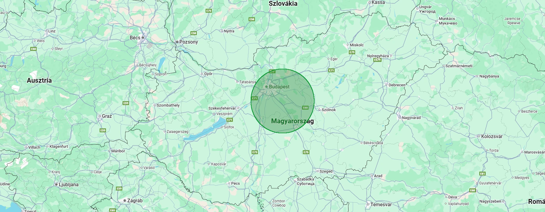 Borbély Garden szolgáltatási terület sugara